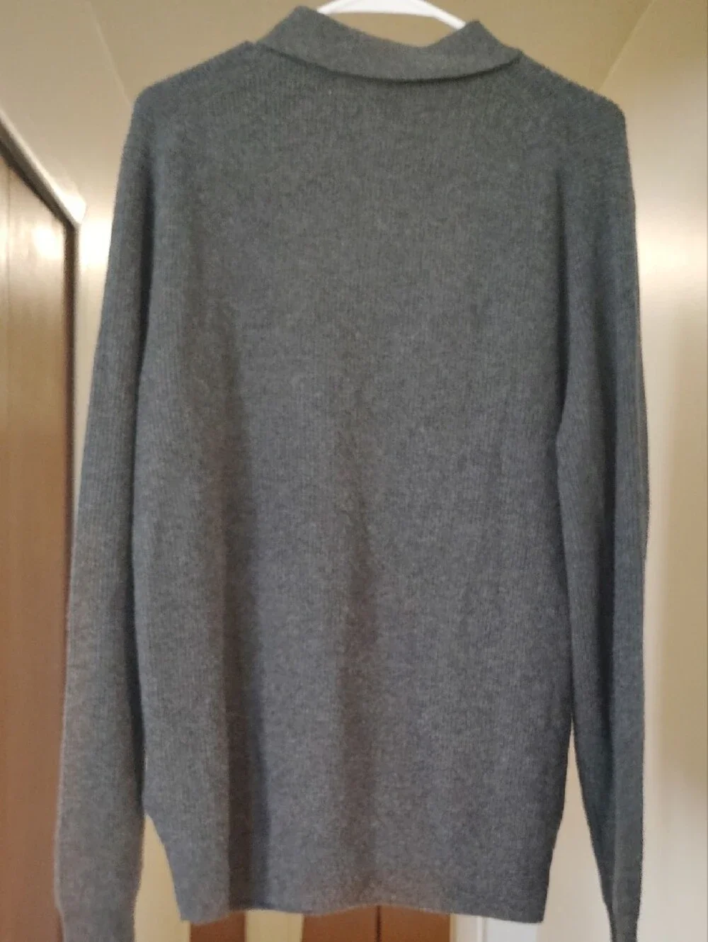 J. Crew Gray Ribbed Long-Sleeve Polo